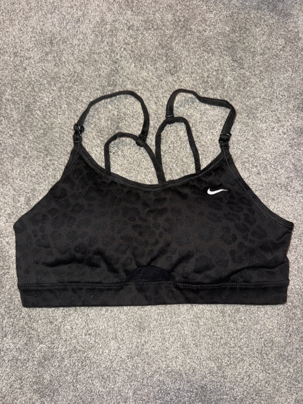 Nike Black Leopard-Texture Strappy Sports Bra
